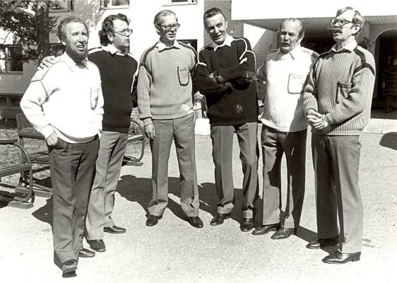 1985. William Hall, Andro Lehmus, Nikolai Samsonov, Ensio Vento, Orvo Björninen and Pauli Rinne